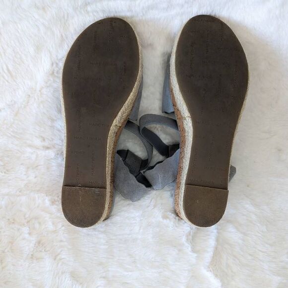 Marc Fisher Leather Sandals Dusty Blue Scallop Platform Espadrille Sandal Size 6 - Picture 7 of 8